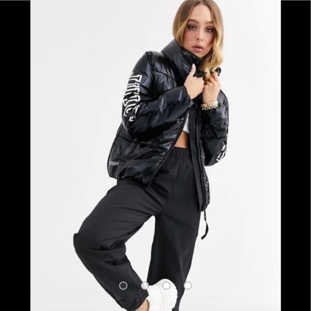 Juicy Couture logo down glossy puffer jacket